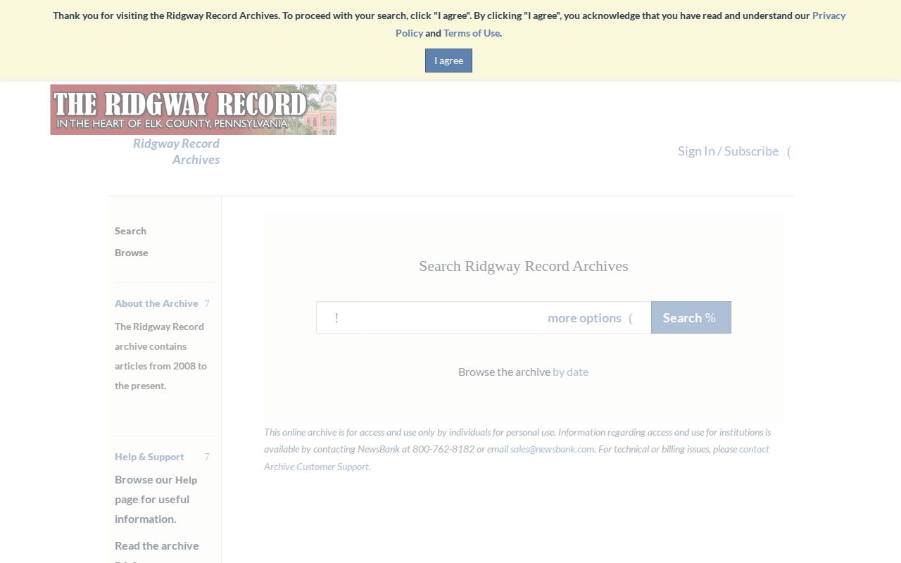 Ridgway Record archive source for Ridgway arrest news leads